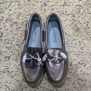 Sperry Women's Silver Metallic Snake Loafers